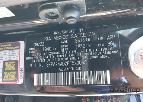 2023 Kia Rio S from USA, damaged, VIN 3KPA24AD2PE520063